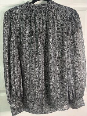 H&M Black and White Printed Long Sleeve Blouse